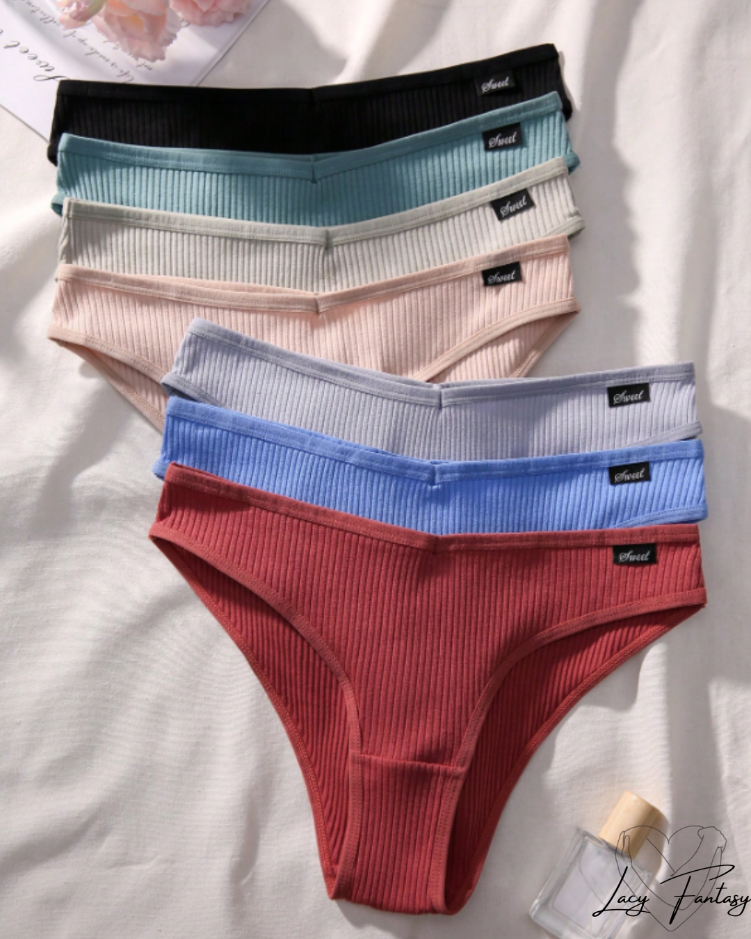 Ribbed Printed Thong Panties β¨