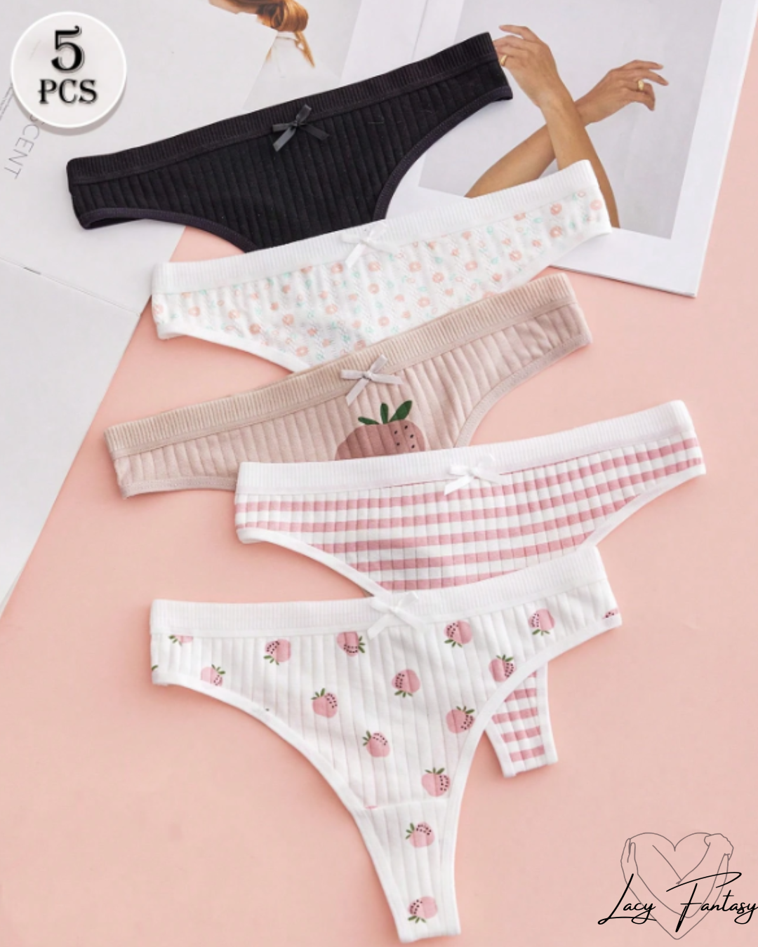 Ribbed Printed Thong Panties ✨