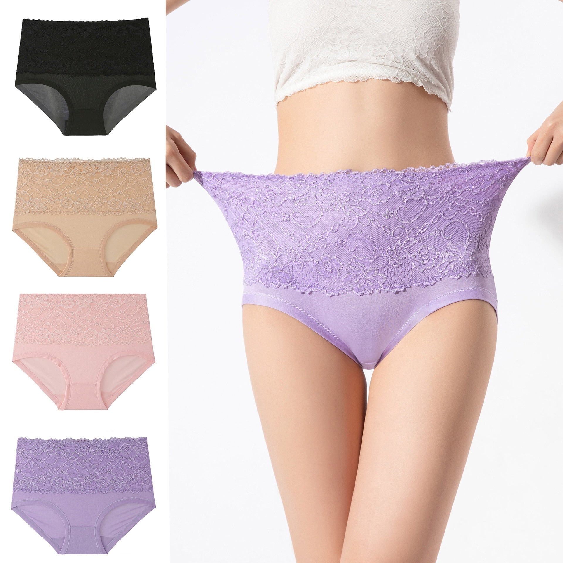 Floral Sexy High Waist Breathable Panties - Multicolor (Pack of 3) PANTIES Show Urban 